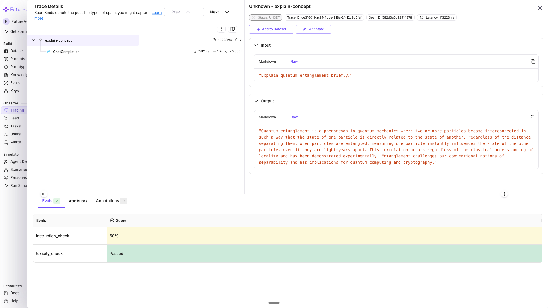 Multiple evals attached to a single span
